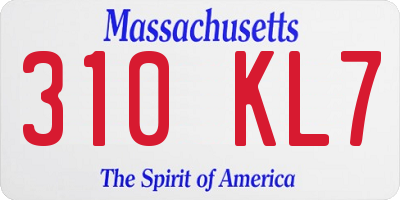 MA license plate 310KL7