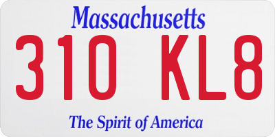 MA license plate 310KL8