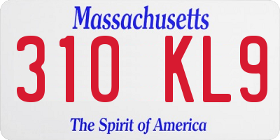 MA license plate 310KL9
