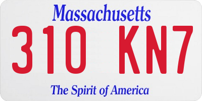 MA license plate 310KN7