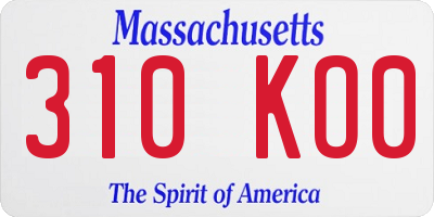 MA license plate 310KO0