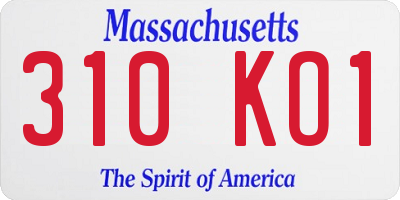 MA license plate 310KO1