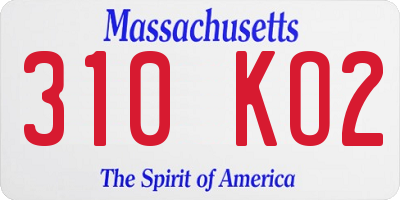 MA license plate 310KO2