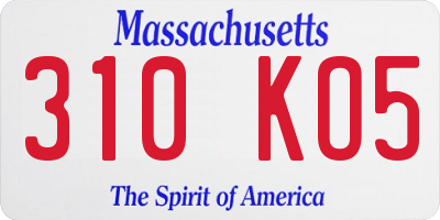 MA license plate 310KO5