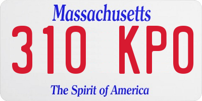 MA license plate 310KP0