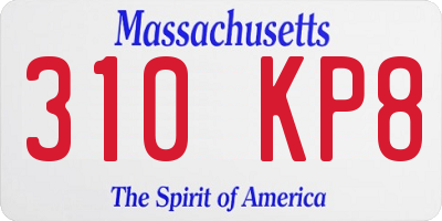 MA license plate 310KP8
