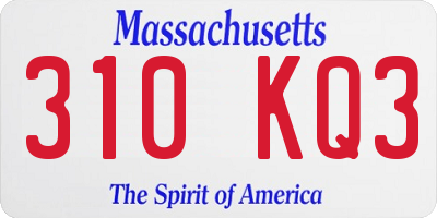 MA license plate 310KQ3