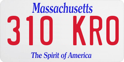 MA license plate 310KR0