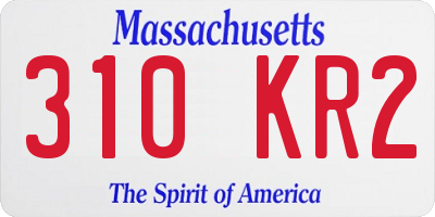 MA license plate 310KR2