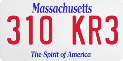 MA license plate 310KR3