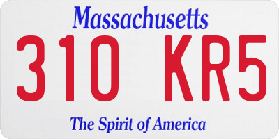 MA license plate 310KR5