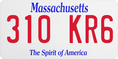 MA license plate 310KR6