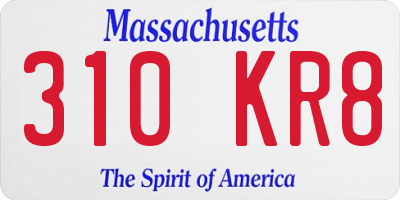 MA license plate 310KR8