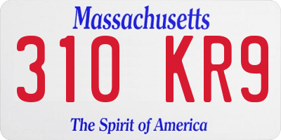 MA license plate 310KR9