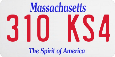 MA license plate 310KS4