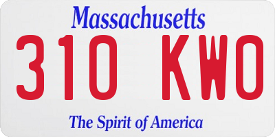 MA license plate 310KW0