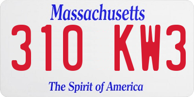 MA license plate 310KW3