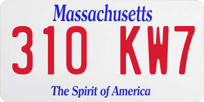 MA license plate 310KW7