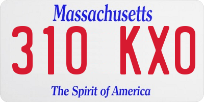MA license plate 310KX0