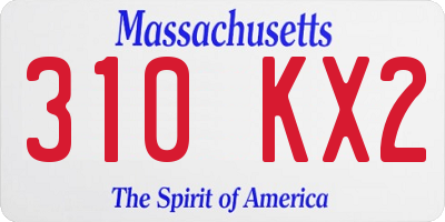 MA license plate 310KX2