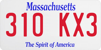 MA license plate 310KX3