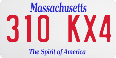 MA license plate 310KX4