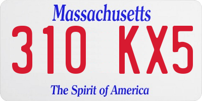MA license plate 310KX5