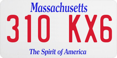 MA license plate 310KX6