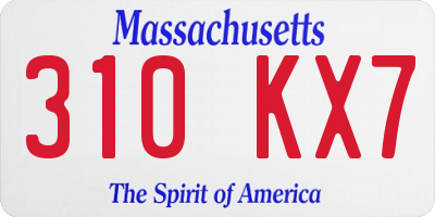 MA license plate 310KX7