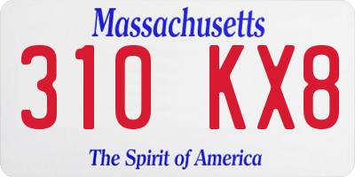 MA license plate 310KX8