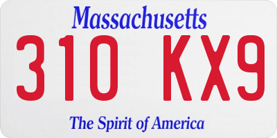 MA license plate 310KX9