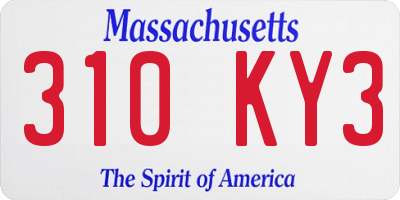 MA license plate 310KY3