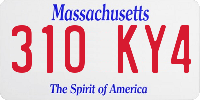 MA license plate 310KY4