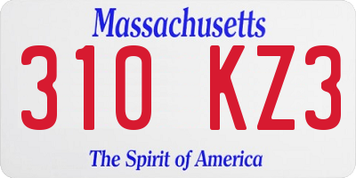 MA license plate 310KZ3