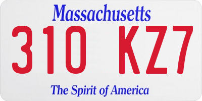 MA license plate 310KZ7