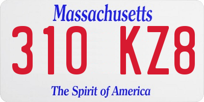 MA license plate 310KZ8