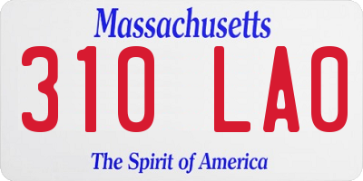 MA license plate 310LA0