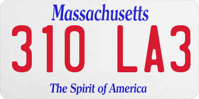 MA license plate 310LA3
