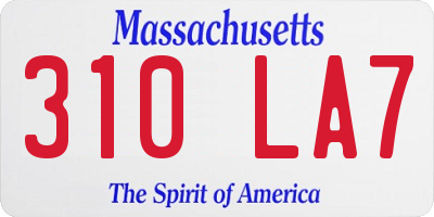 MA license plate 310LA7