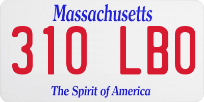 MA license plate 310LB0