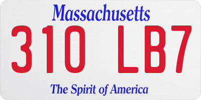 MA license plate 310LB7
