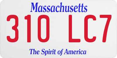 MA license plate 310LC7