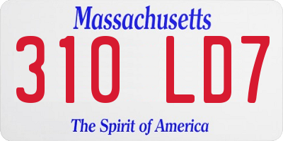 MA license plate 310LD7