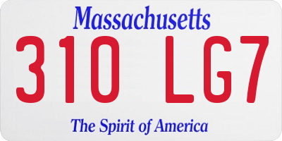 MA license plate 310LG7