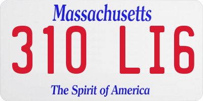MA license plate 310LI6