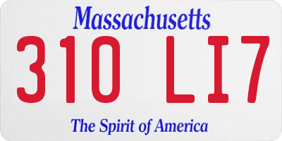 MA license plate 310LI7