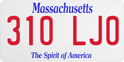 MA license plate 310LJ0