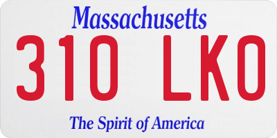 MA license plate 310LK0