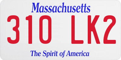 MA license plate 310LK2