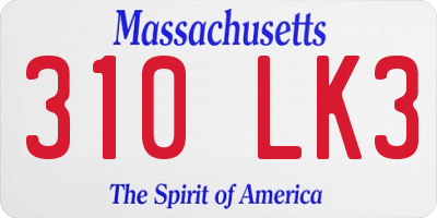 MA license plate 310LK3